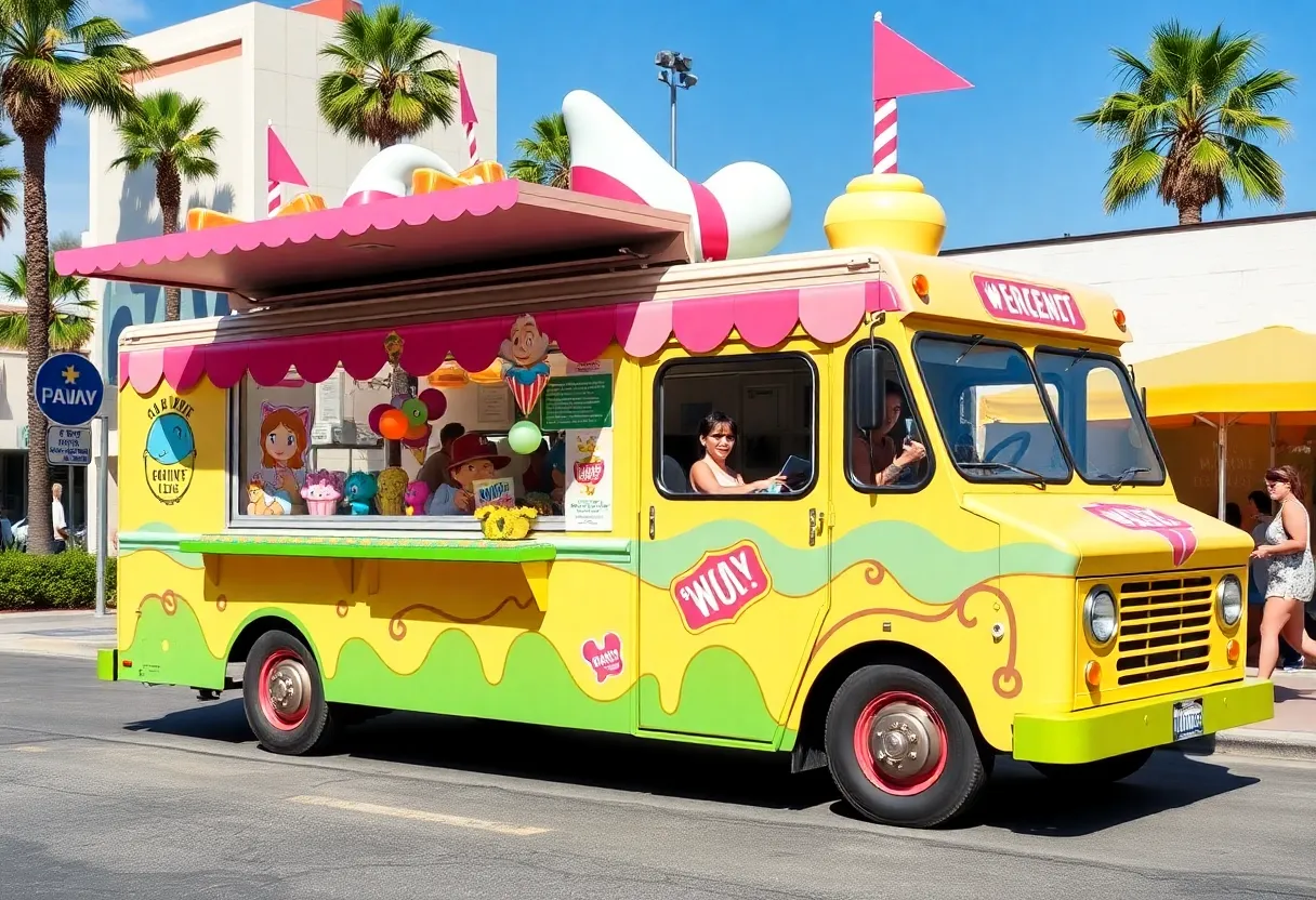 Phineas and Ferb themed ice cream truck in Los Angeles