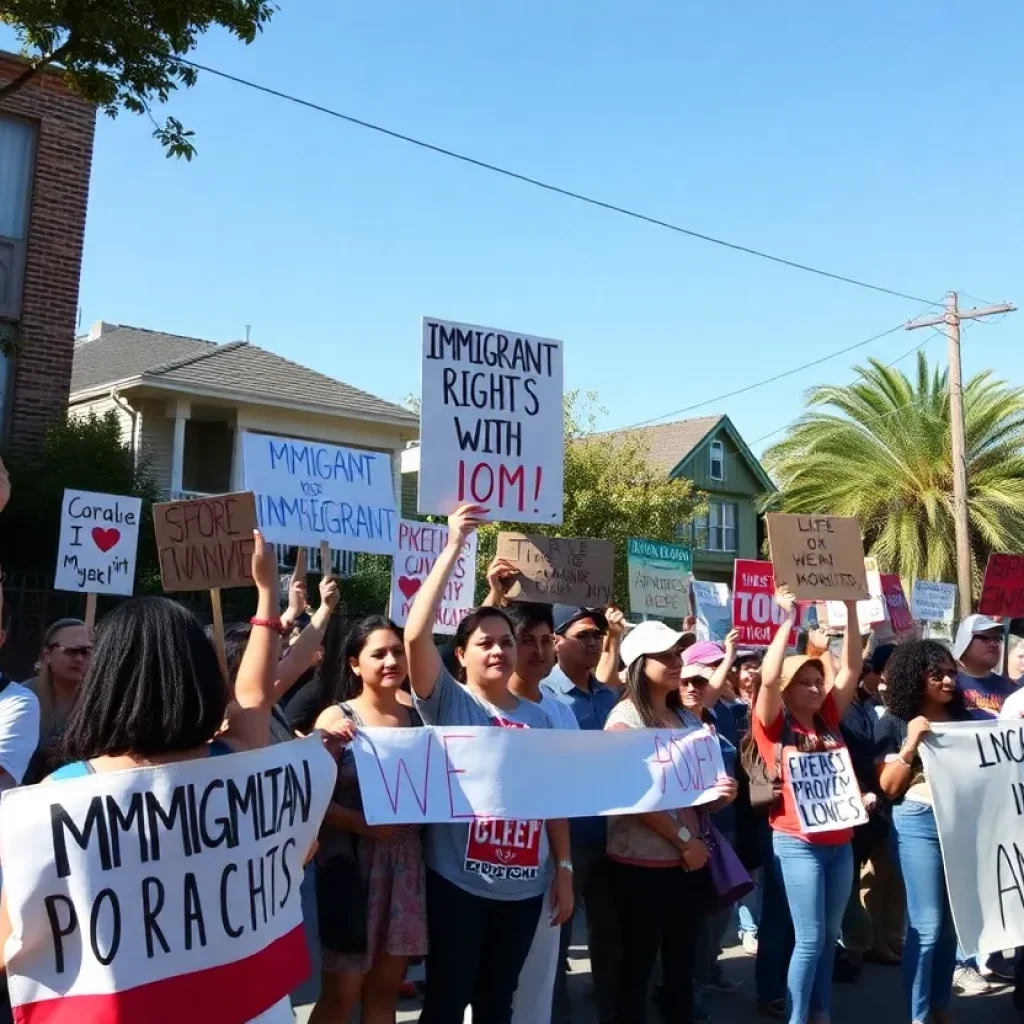 Community members advocating for immigrant rights in Orange County.