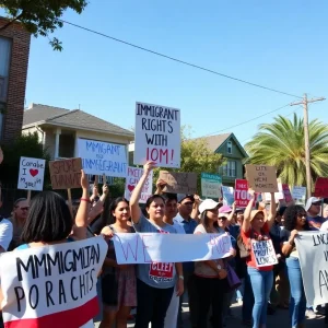 Community members advocating for immigrant rights in Orange County.