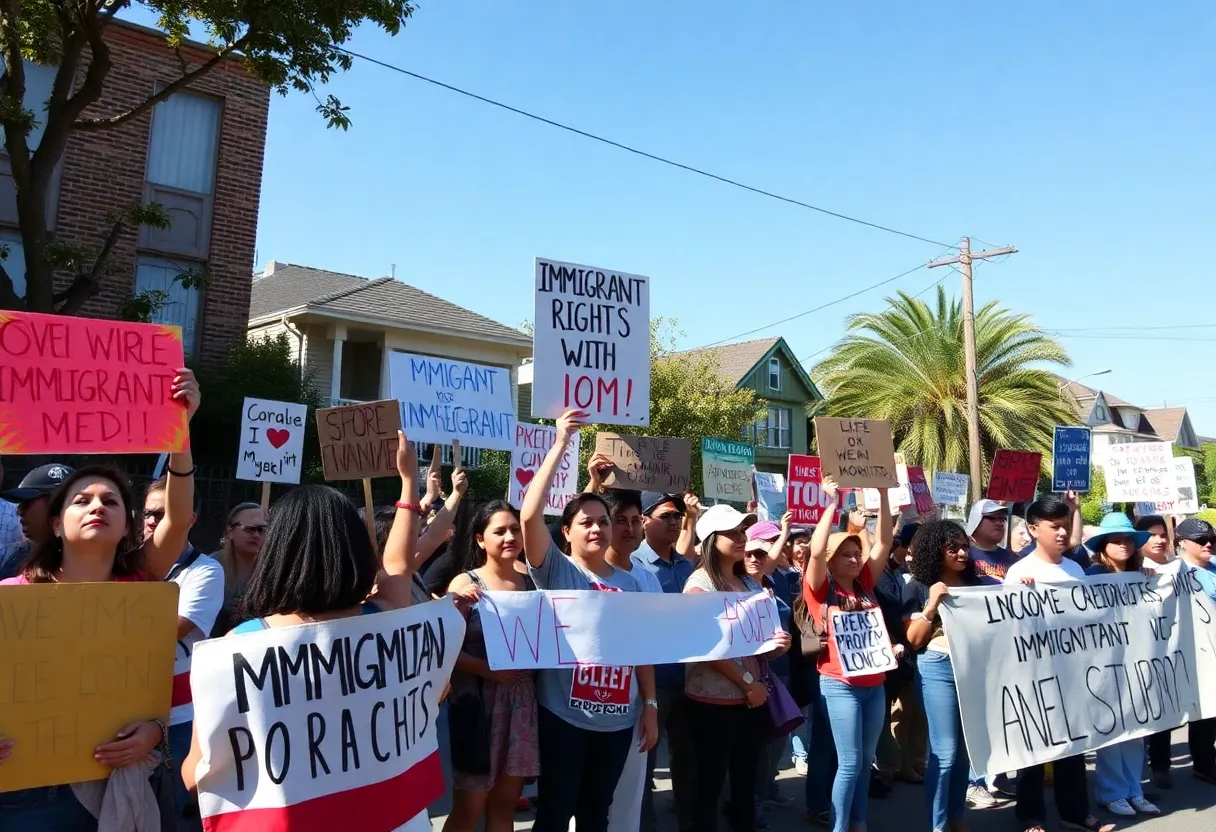 Community members advocating for immigrant rights in Orange County.
