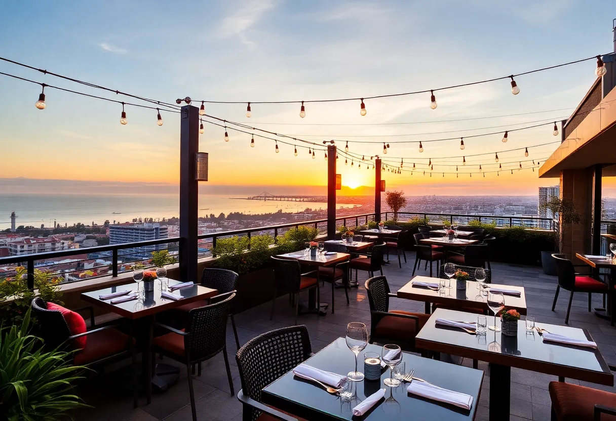 Elegant rooftop dining with views in Orange County