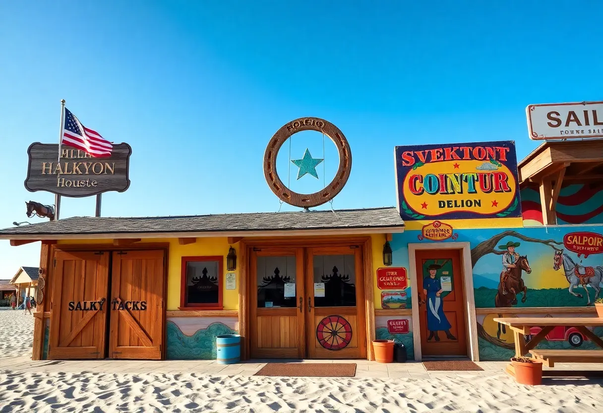 Sea Salt Honky Tonk decorated with country music themes at Bolsa Chica State Beach
