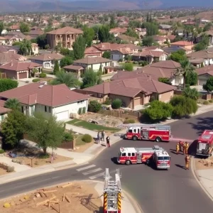 Emergency response at a plane crash site in Simi Valley