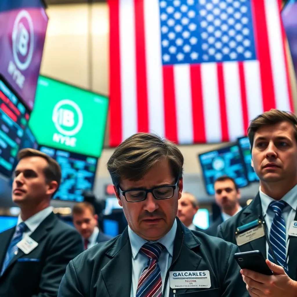 Financial market scene depicting reactions to the U.S. credit rating downgrade