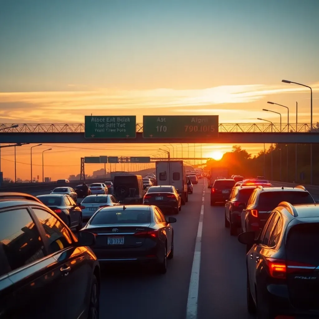 Vehicles caught in traffic on the 55 Freeway due to police activity