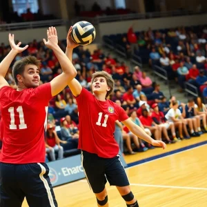 UCLA men's volleyball team in action during a match