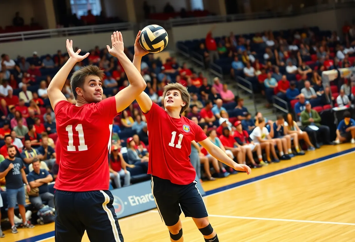 UCLA men's volleyball team in action during a match