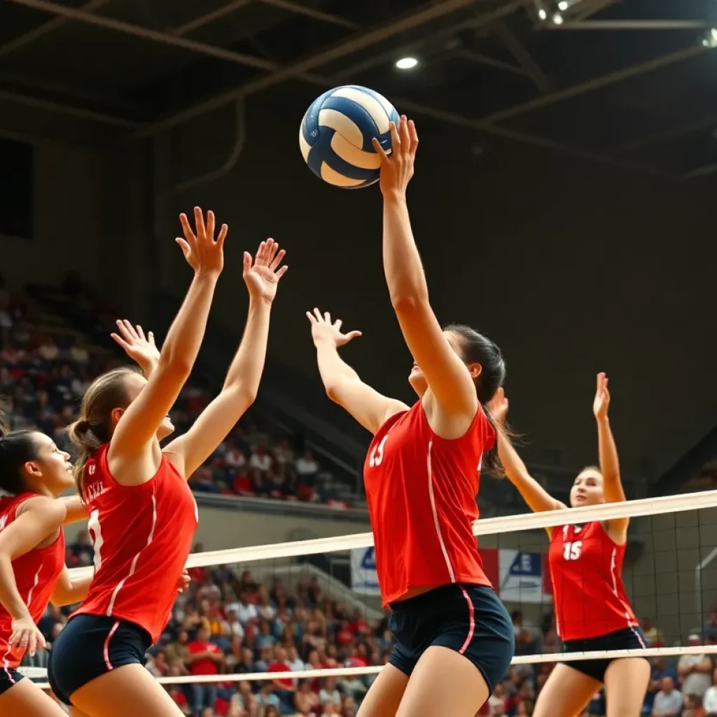 UCLA Men's Volleyball Team competing in a match