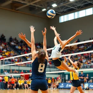UCLA Men's Volleyball Team competing in a match