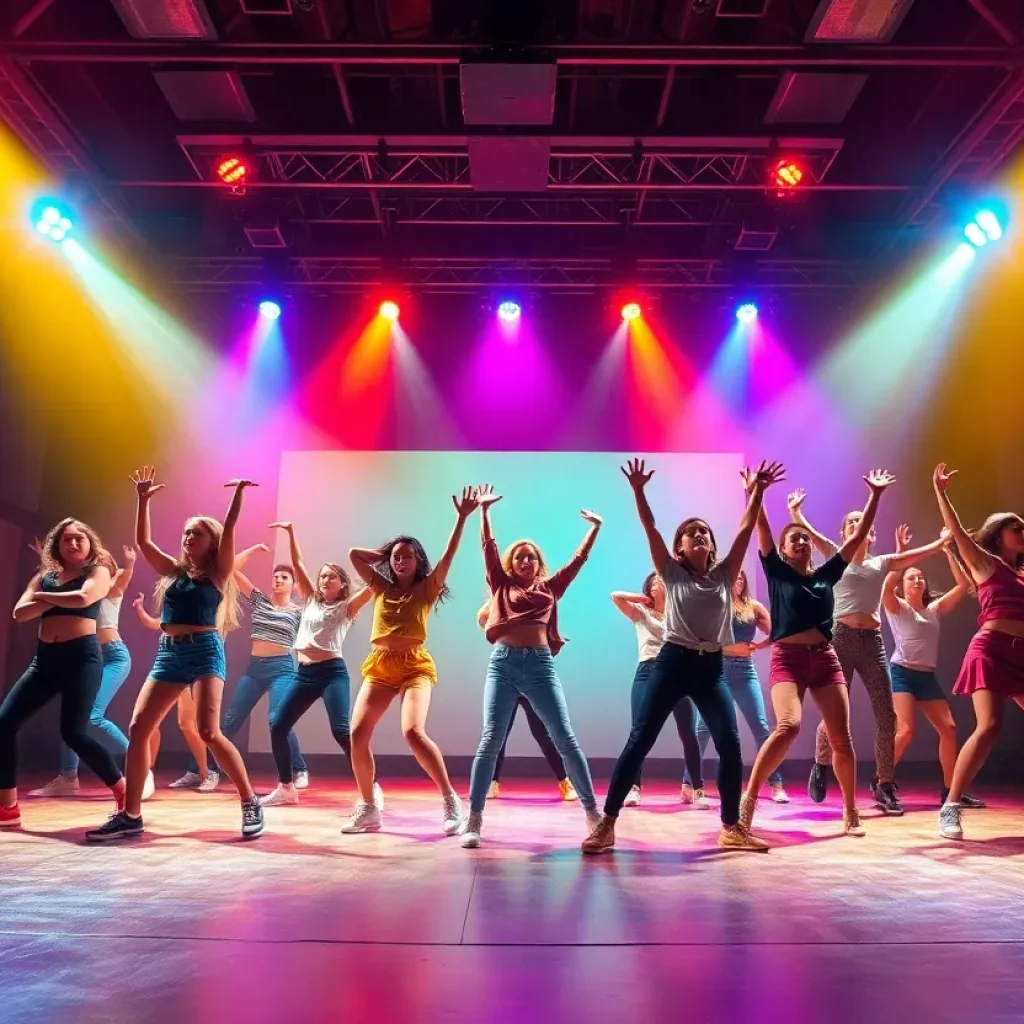 Stage scene from Vanguard University's Footloose production
