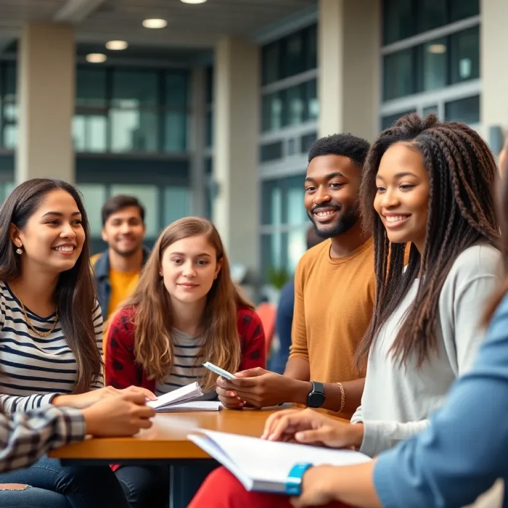 Group of students studying together, representing foster youth scholarships.