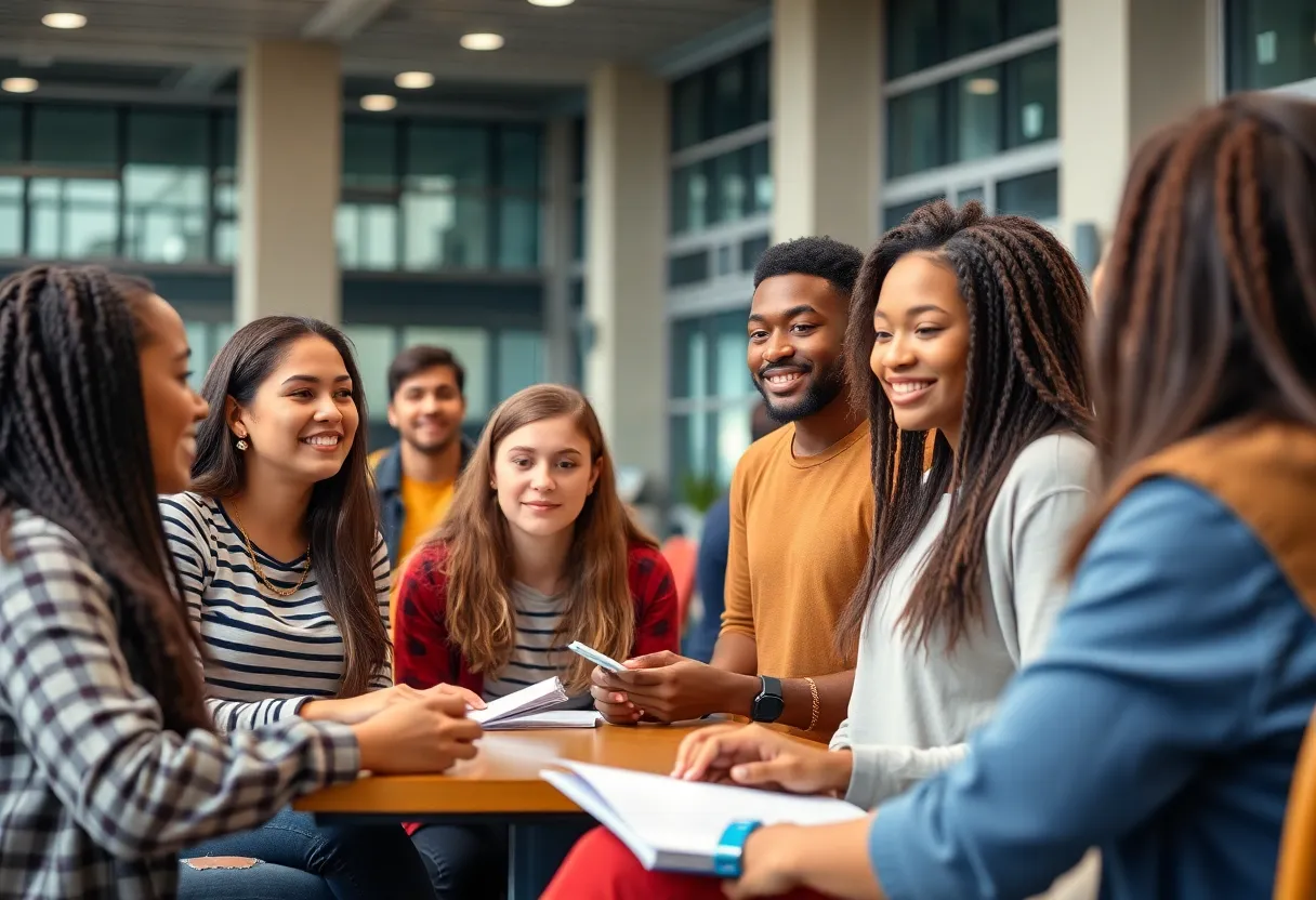Group of students studying together, representing foster youth scholarships.