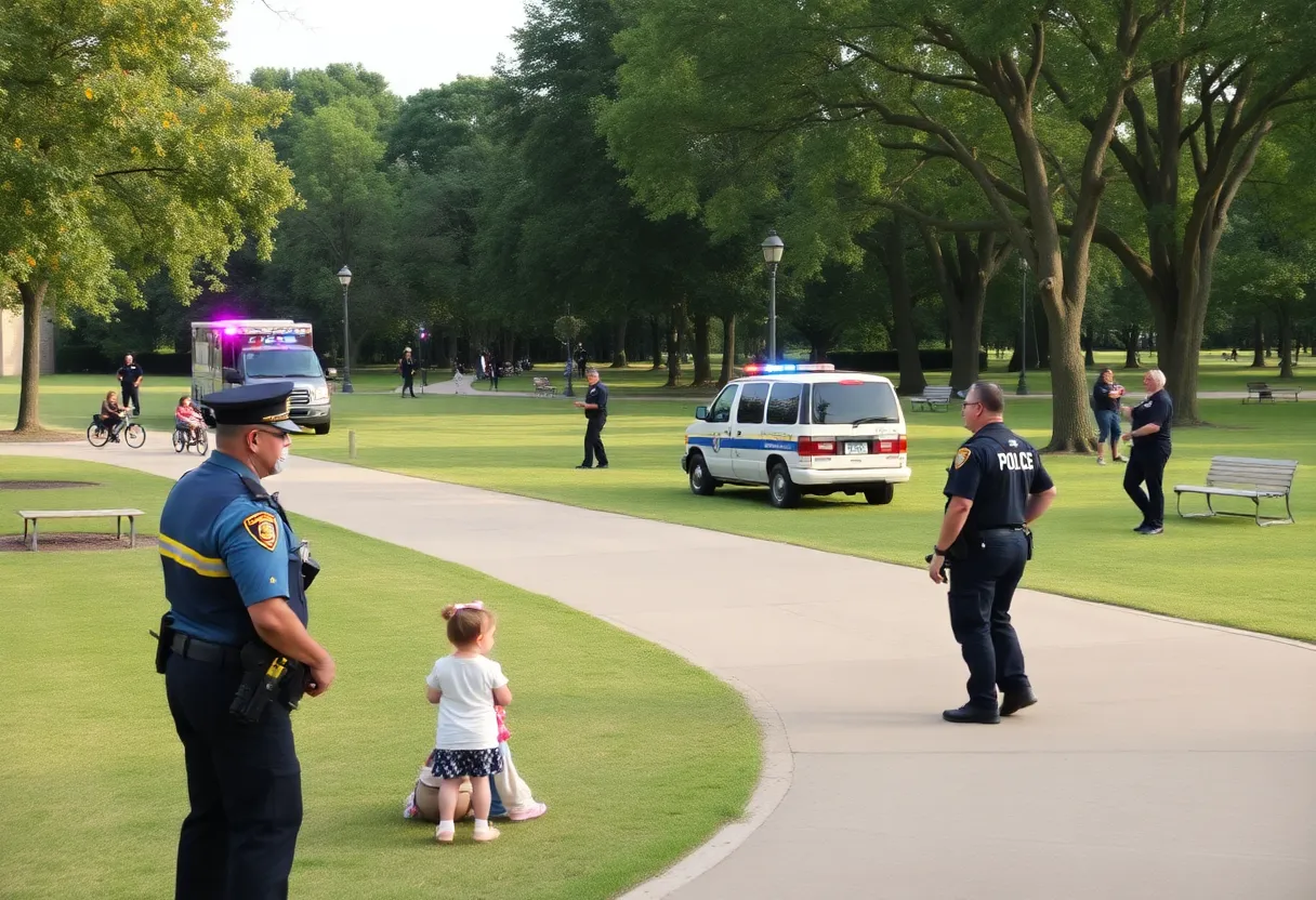 Emergency responders at Featherly Regional Park