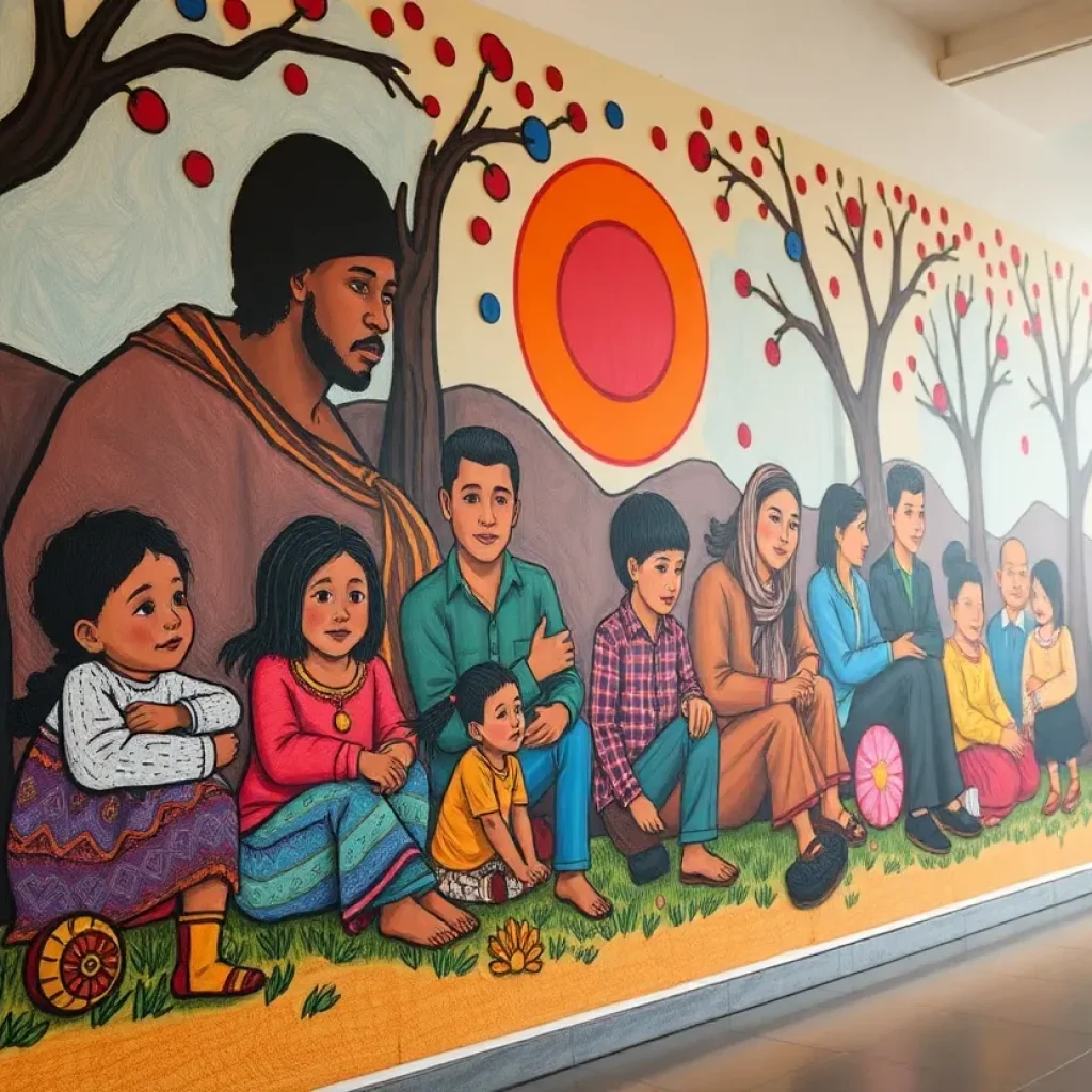 Art piece symbolizing homelessness awareness and community support