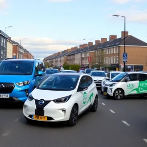 Chinese electric vehicles showcased in a UK urban setting