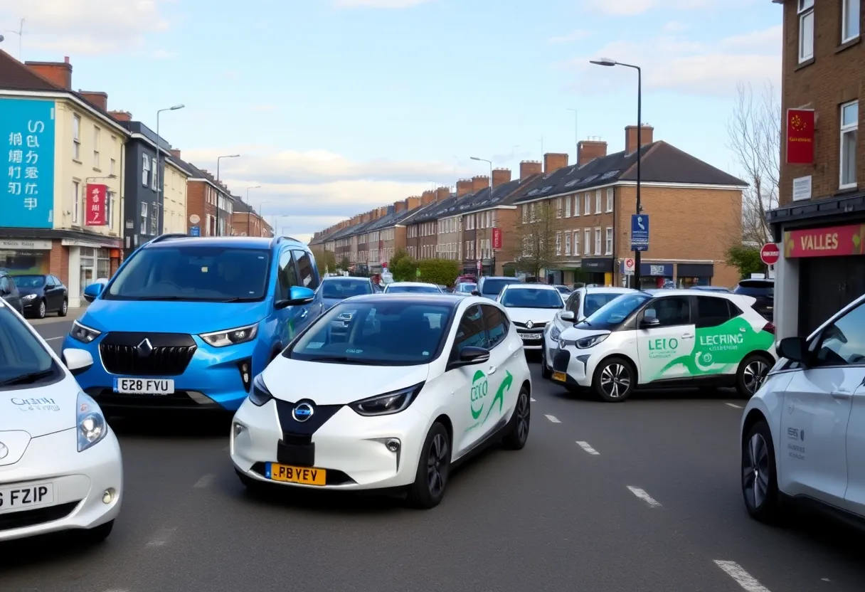 Chinese electric vehicles showcased in a UK urban setting