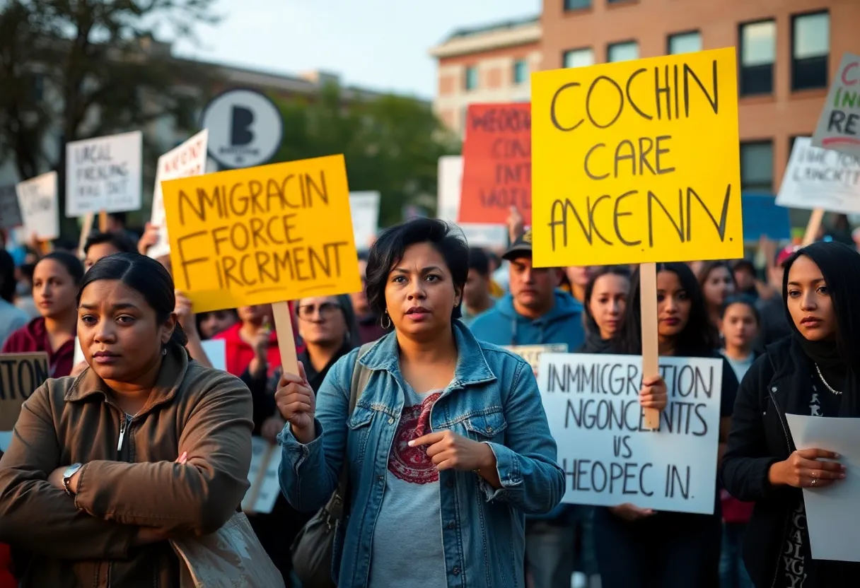Residents gathered for a community meeting discussing ICE actions.