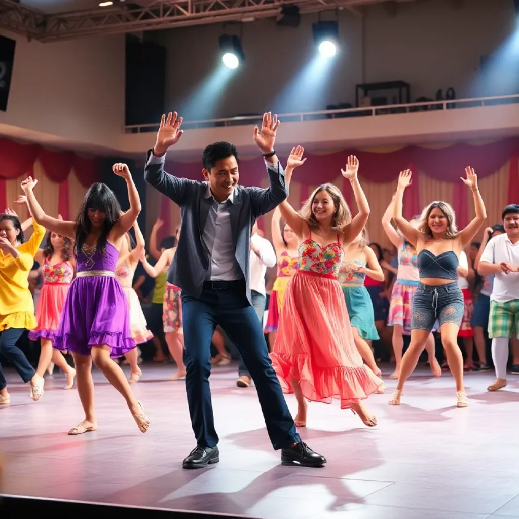 Dancers performing in the Footloose musical at Vanguard University