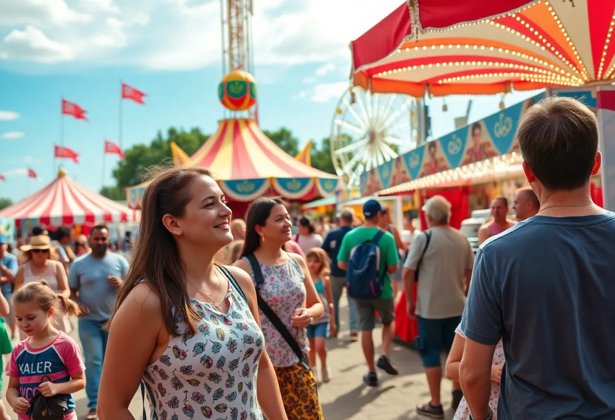 Families enjoying rides and food at Fountain Valley Summerfest