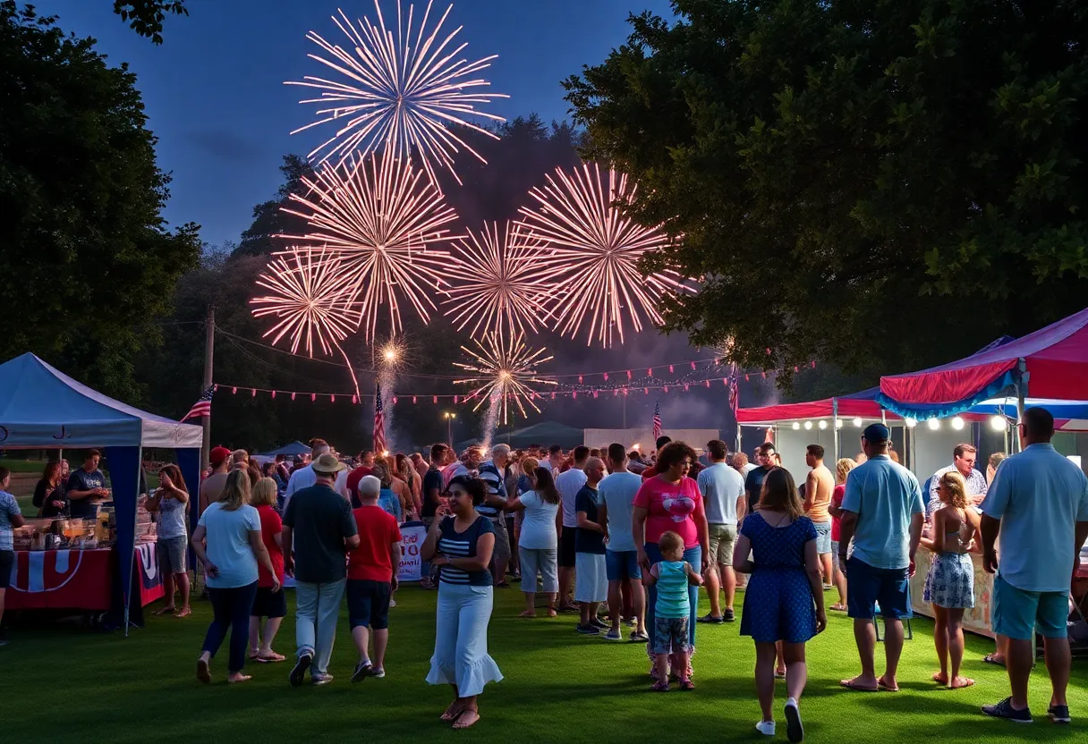 Families celebrating Fourth of July with fireworks and activities in Orange County
