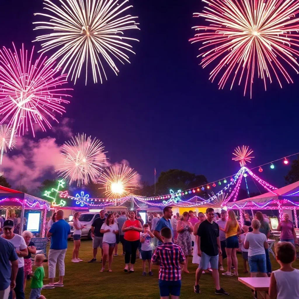 Fireworks display during Fourth of July celebration in Orange County