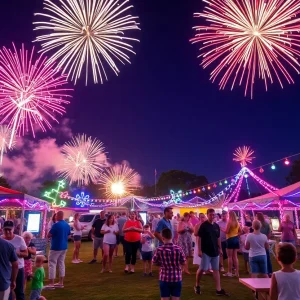 Fireworks display during Fourth of July celebration in Orange County