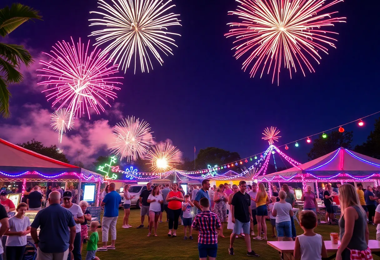 Fireworks display during Fourth of July celebration in Orange County