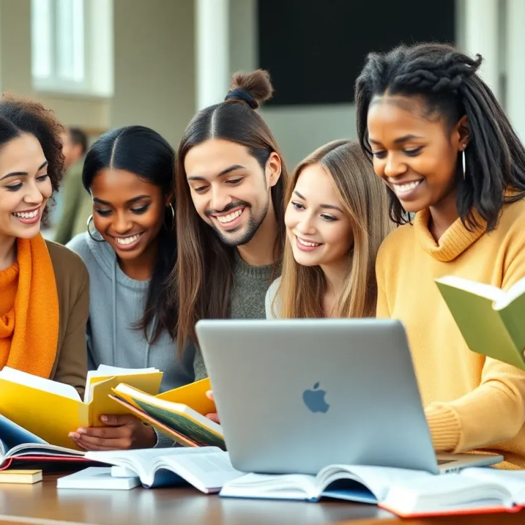 Young adults studying together, symbolizing support for former foster youth.