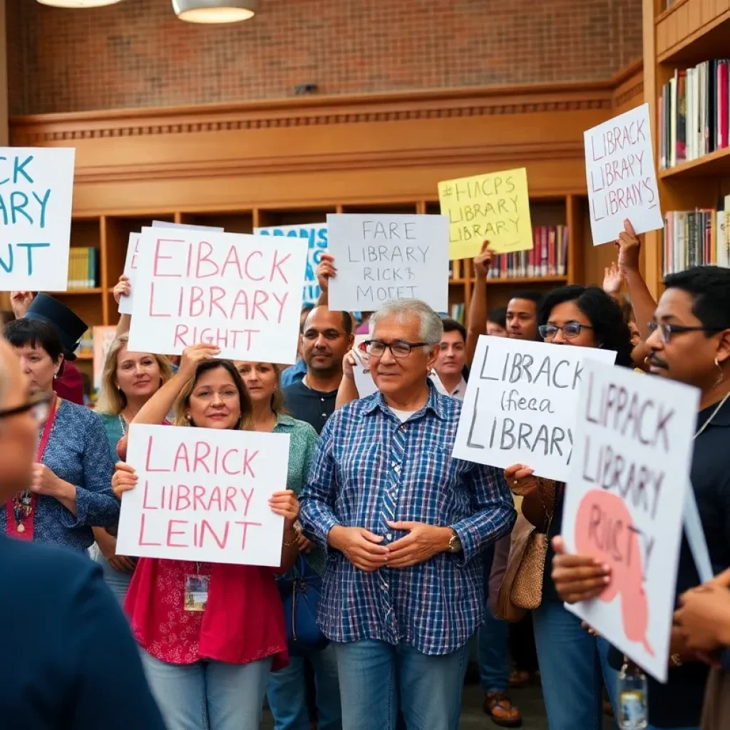 Community members advocating for the Huntington Beach library.