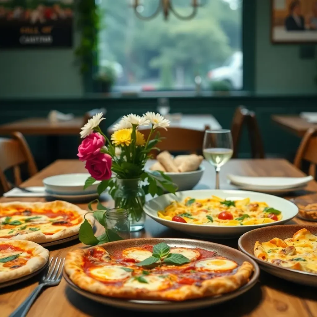 Brunch table at Il Barone Ristorante with Italian dishes