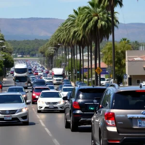Busy streets of Laguna Hills depicting a traffic scene.