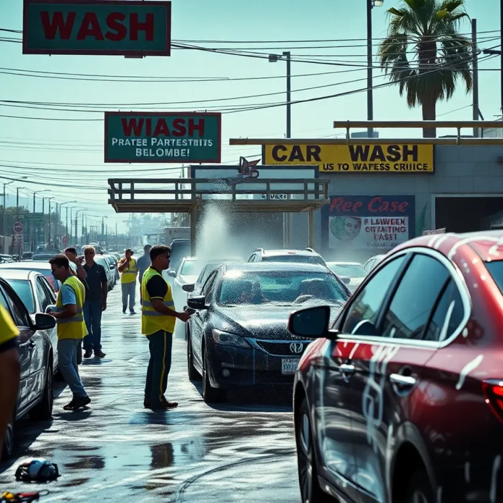 Car wash workers in Los Angeles during immigration raids.