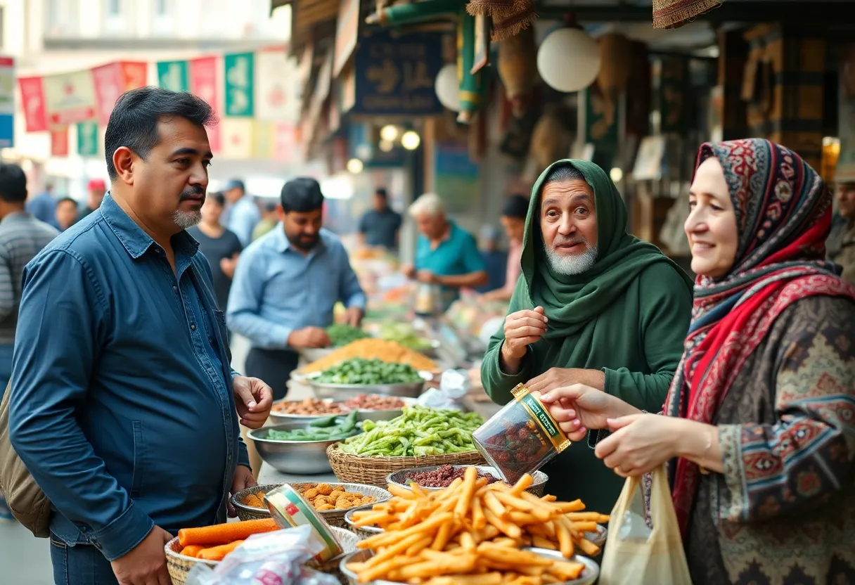 Shoppers at Mission Ranch Market in Mission Viejo with Persian food items.