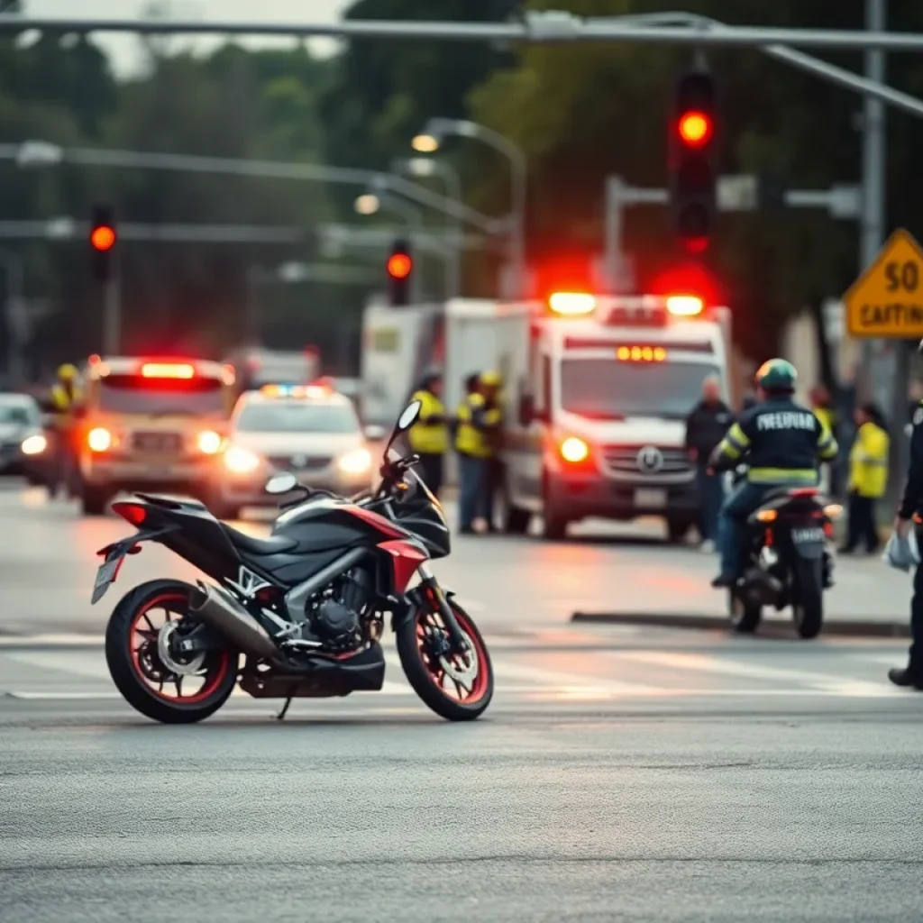 Accident scene involving a motorcycle and vehicle in Mission Viejo