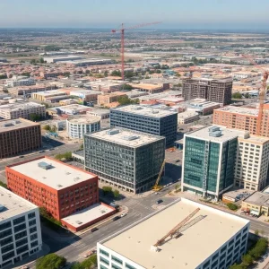 Aerial view of commercial developments in Orange County