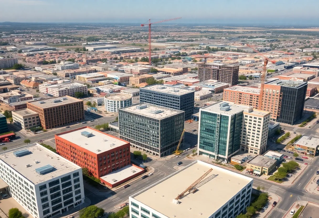 Aerial view of commercial developments in Orange County