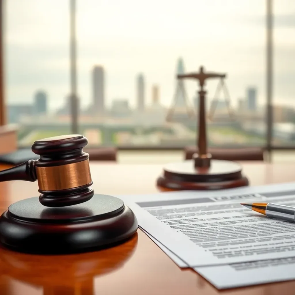 A courtroom representing the pandemic fund scandal case in Orange County.