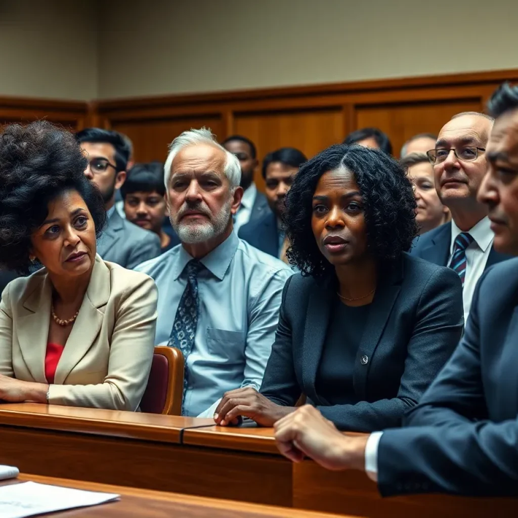 Courtroom during the civil trial related to District Attorney allegations