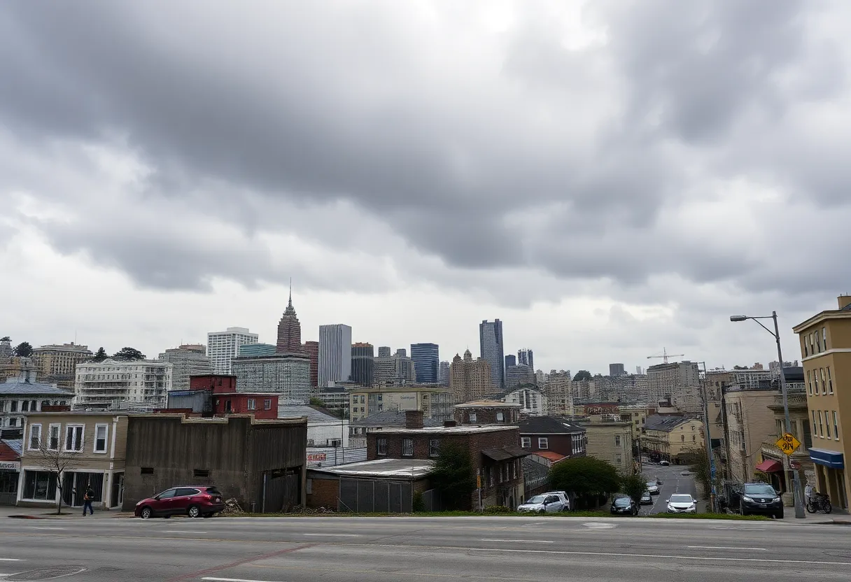 A view of San Francisco depicting urban struggles and challenges.