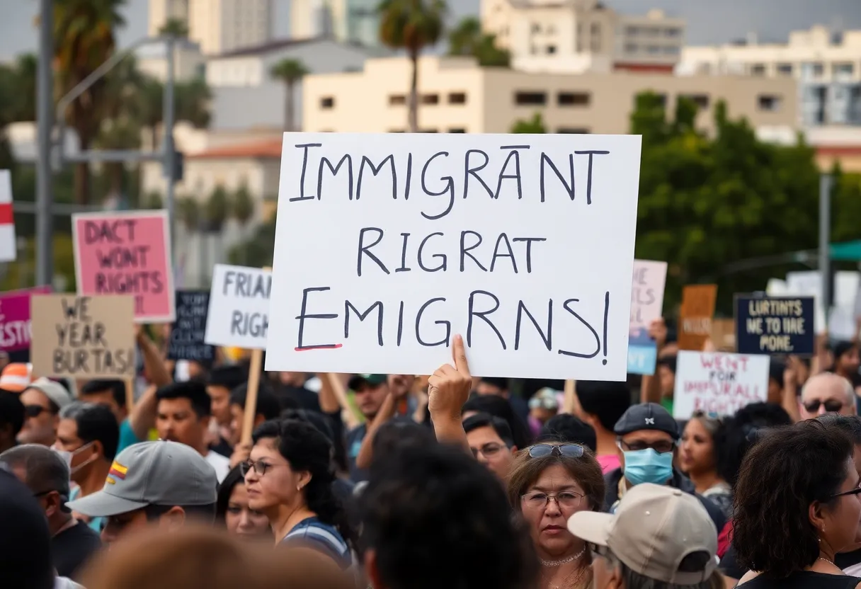 Protesters in South LA advocating for immigrant rights