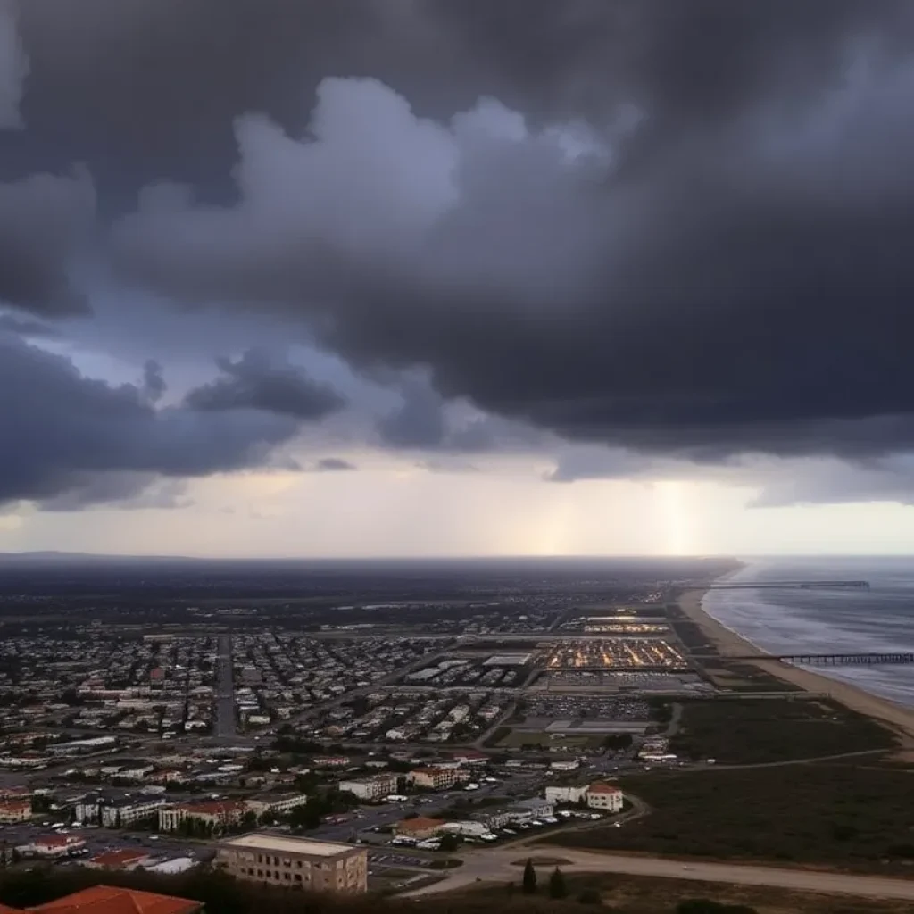 Lightning storm over Newport Beach and Huntington Beach coastlines