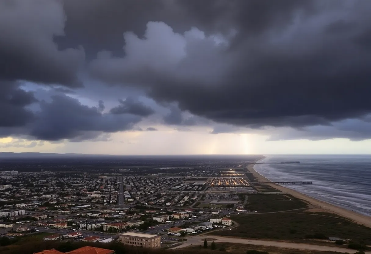 Lightning storm over Newport Beach and Huntington Beach coastlines