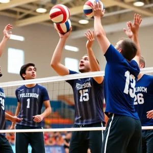 UCLA men's volleyball team playing a match