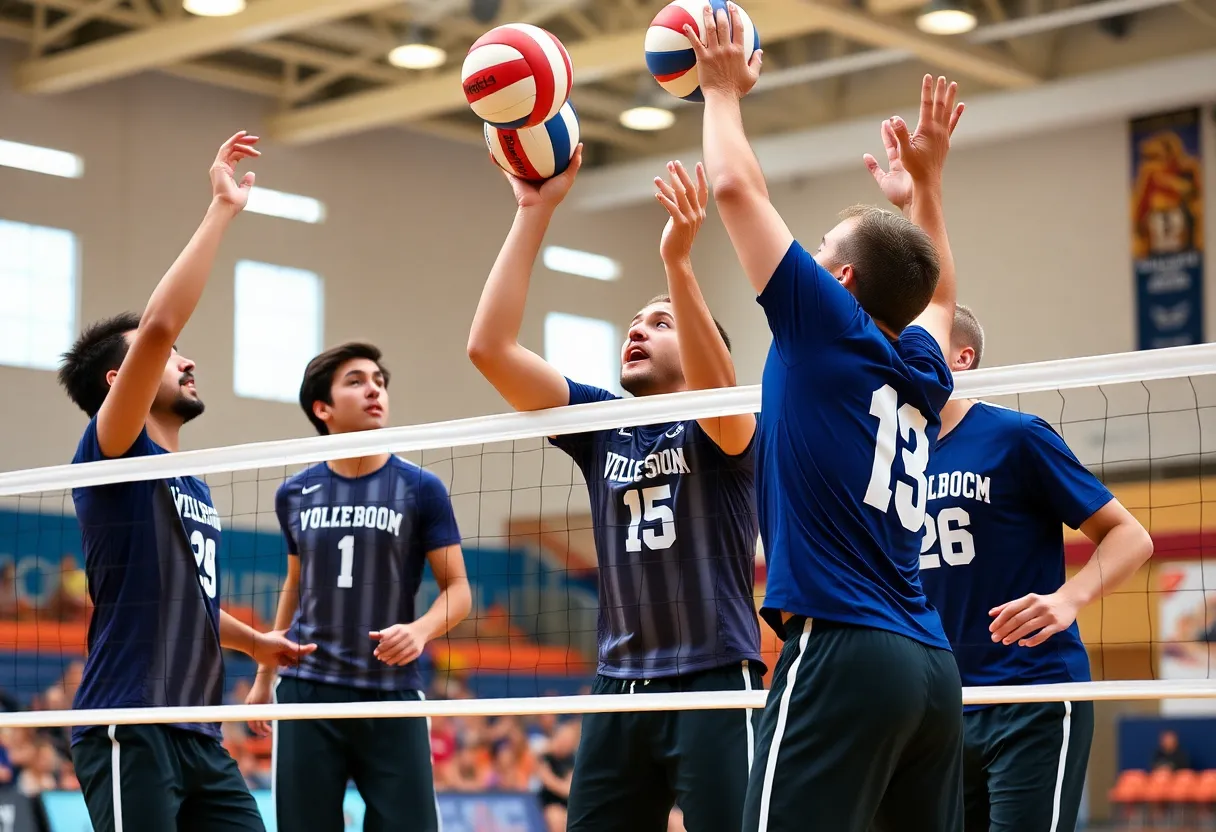 UCLA men's volleyball team playing a match