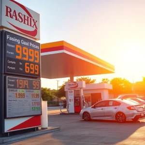 Gas station in California showing rising prices