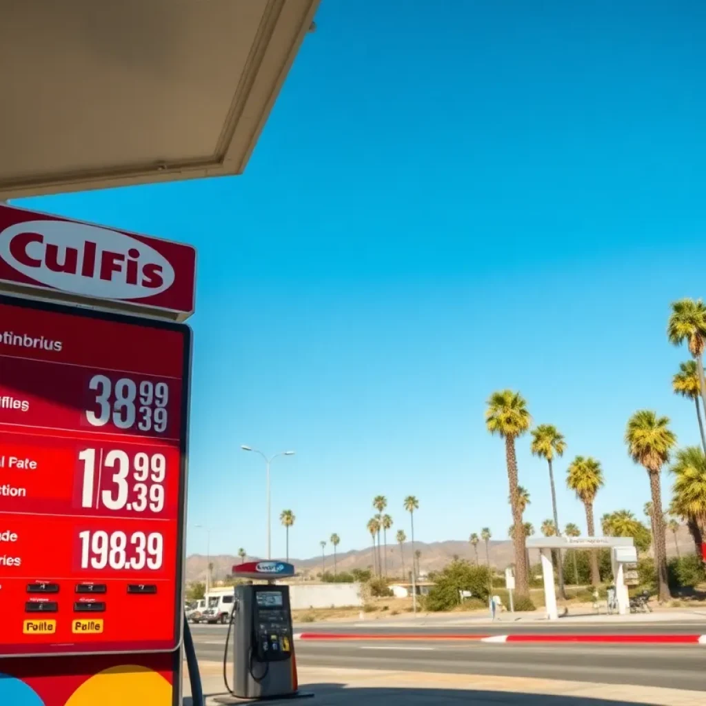 Gas station displaying gasoline prices in California