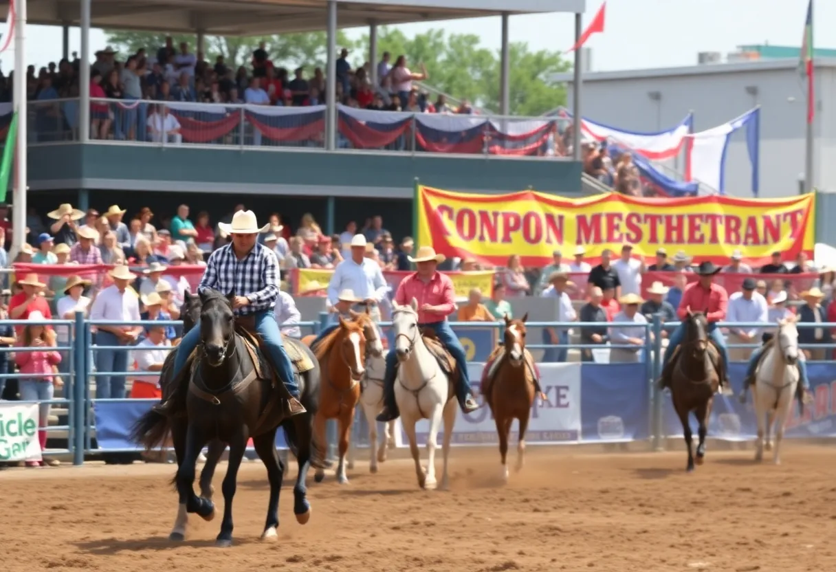 Rodeo participants showcase skills in a lively parade.