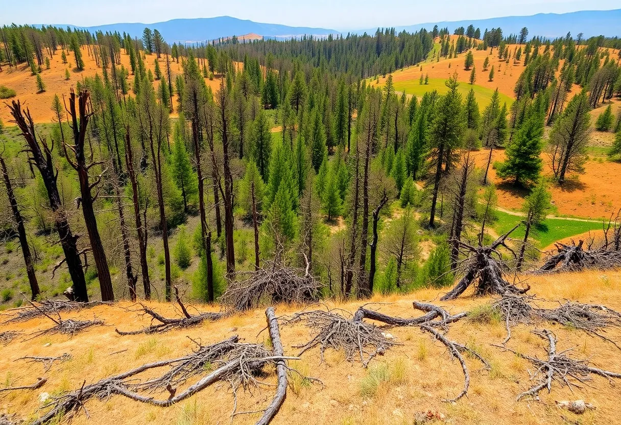 California landscape showing effects of wildfire