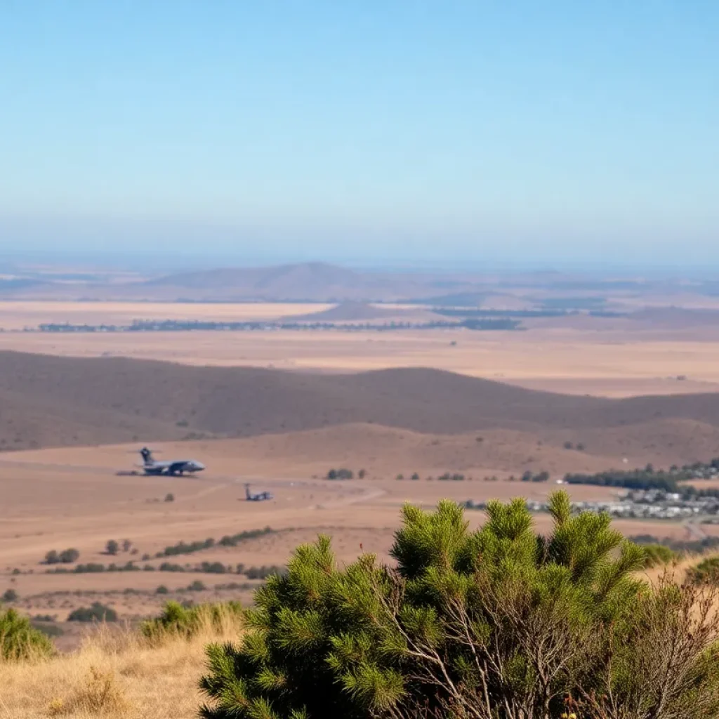 Military training at Camp Pendleton with a clear view of the landscape