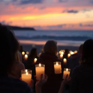 Candlelight vigil held by the community for victims of domestic violence